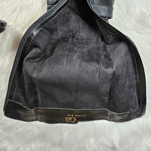 Gianni Bini Black Leather Knee High Boots Block Heel Size 8.5 M - Picture 7 of 12